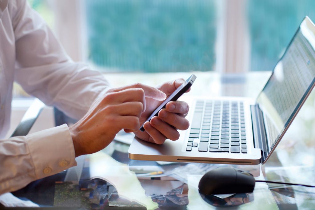 Business video conference call using the Microsoft Teams app
